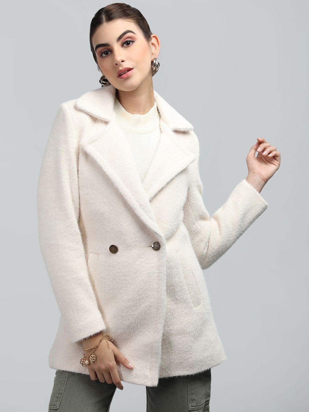 chkokko double breasted notched lapel collar woollen overcoat