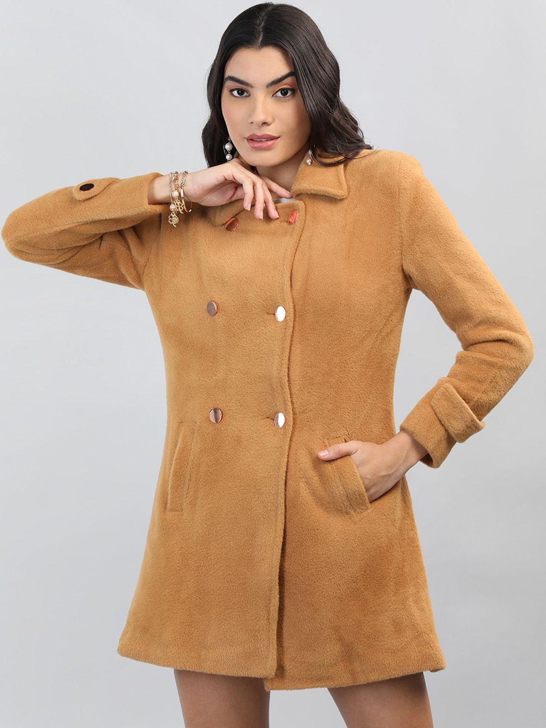 chkokko double breasted spread collar wollen overcoat