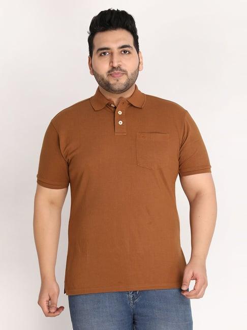 chkokko goldbrown cotton regular fit polo t-shirt