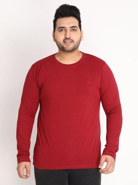 chkokko maroon cotton regular fit t-shirt