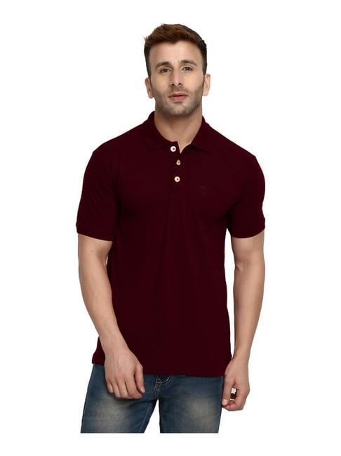 chkokko maroon regular fit polo t-shirt