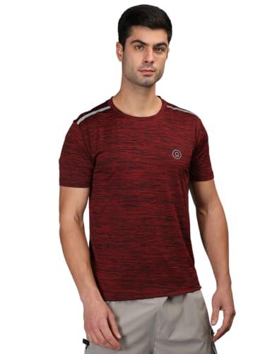 chkokko men's round neck regular dry fit gym sports t-shirt wine size l