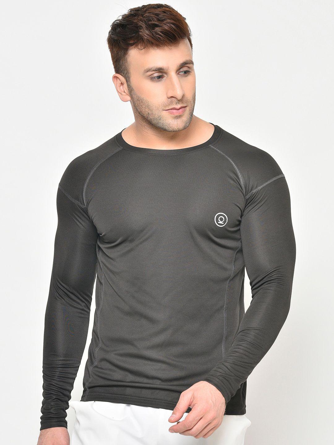 chkokko men black solid round neck gym t -shirt