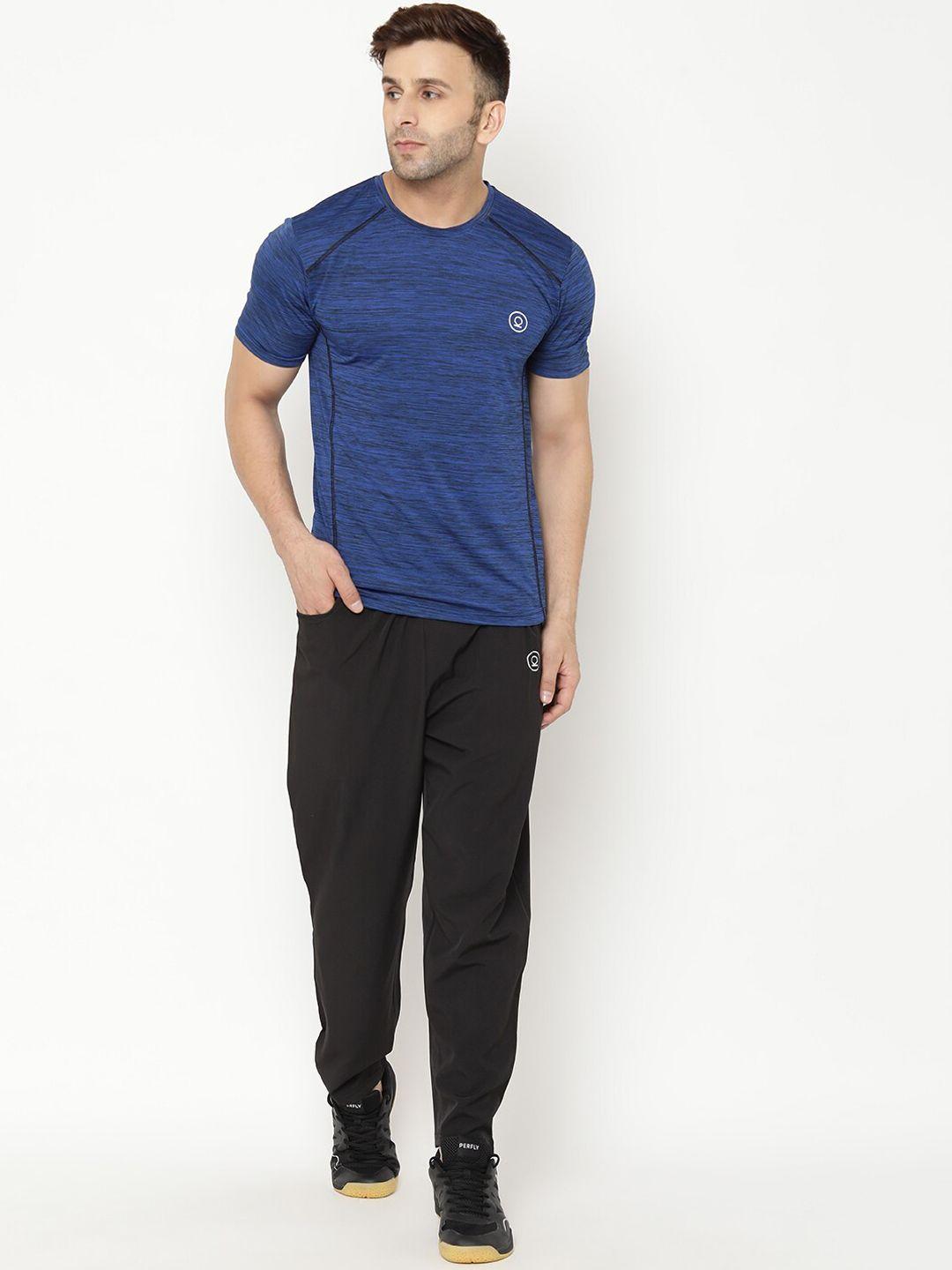 chkokko men blue & black solid tracksuit