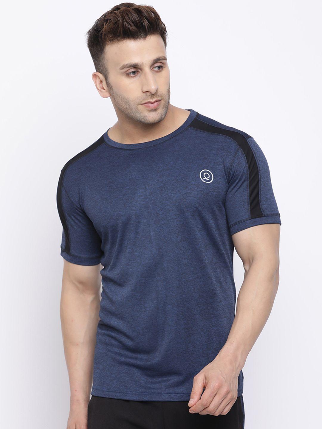 chkokko men blue solid round neck t-shirt