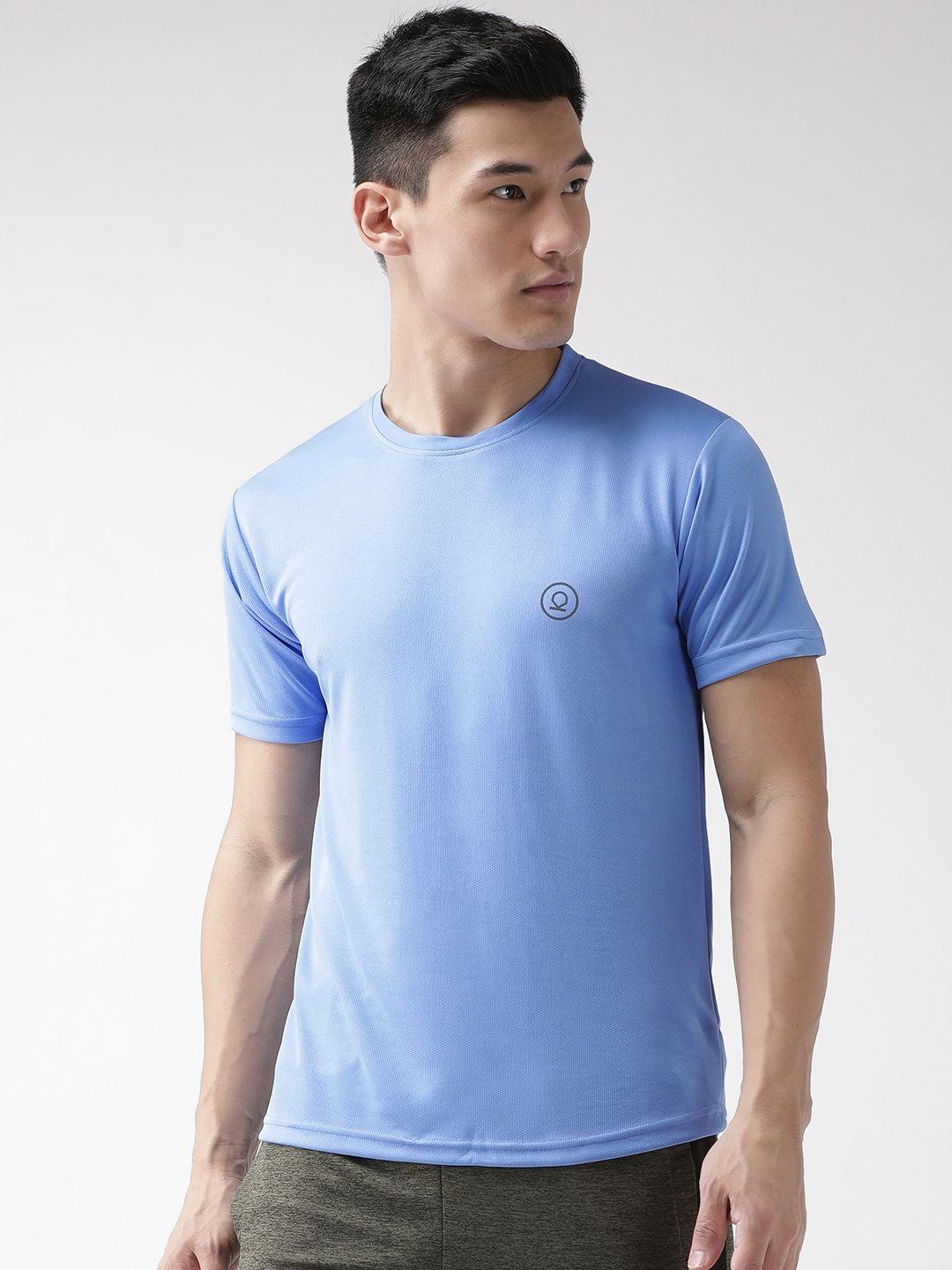 chkokko men blue solid round neck yoga gym t-shirt