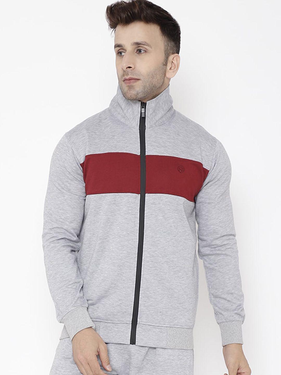 chkokko men colourblocked fleece sporty jacket