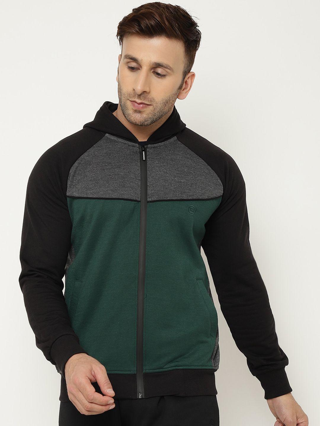 chkokko men colourblocked training or gym fleece bomber jacket