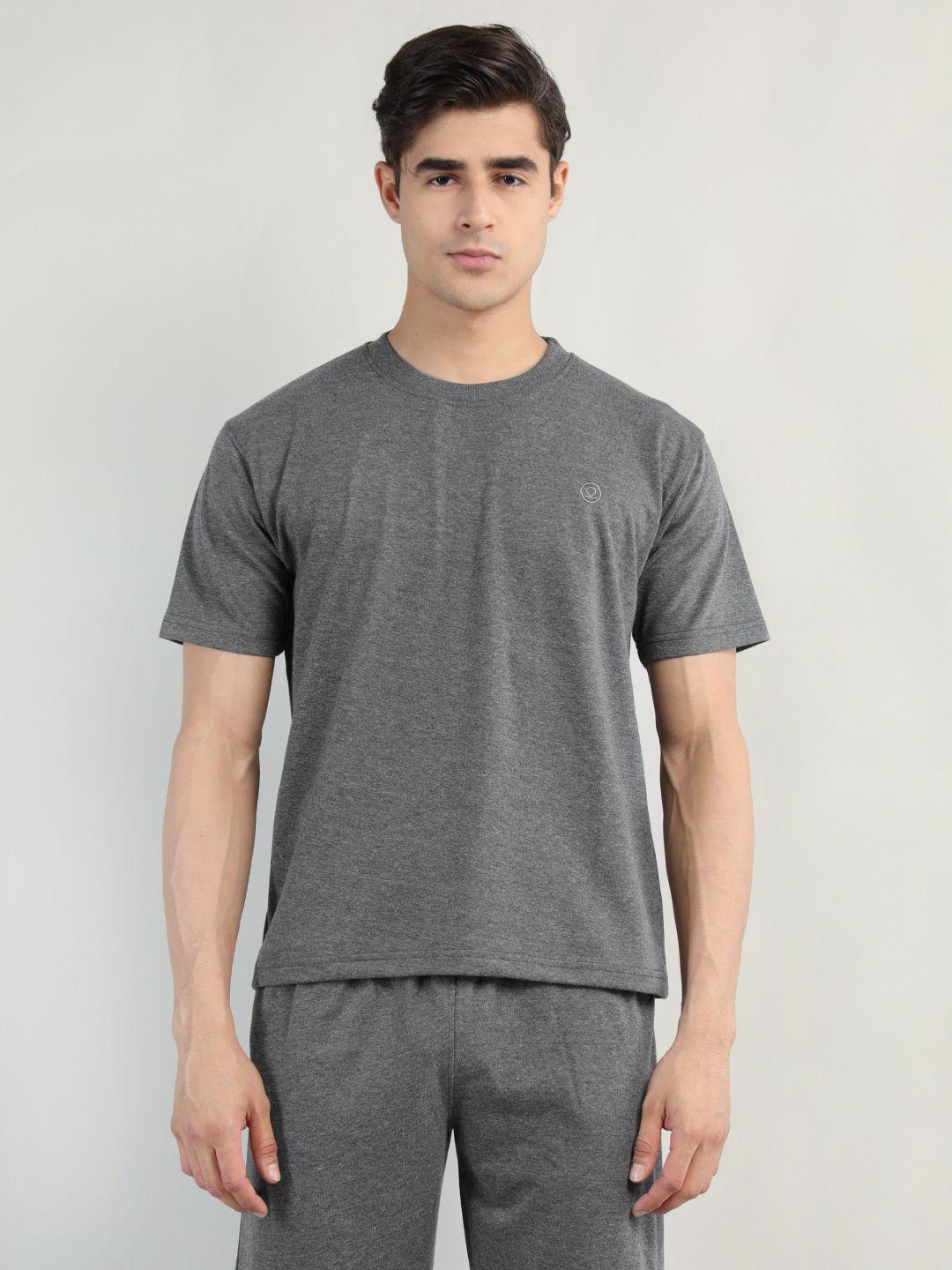 chkokko men grey round neck cotton t-shirt