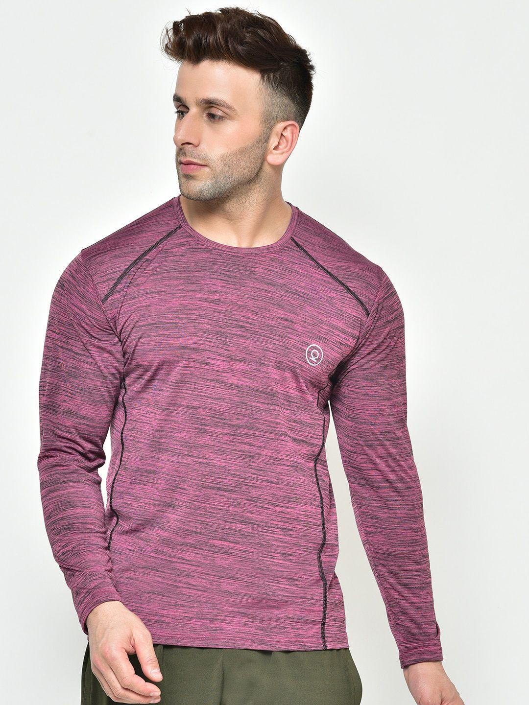 chkokko men magenta solid dry fit round neck t-shirt