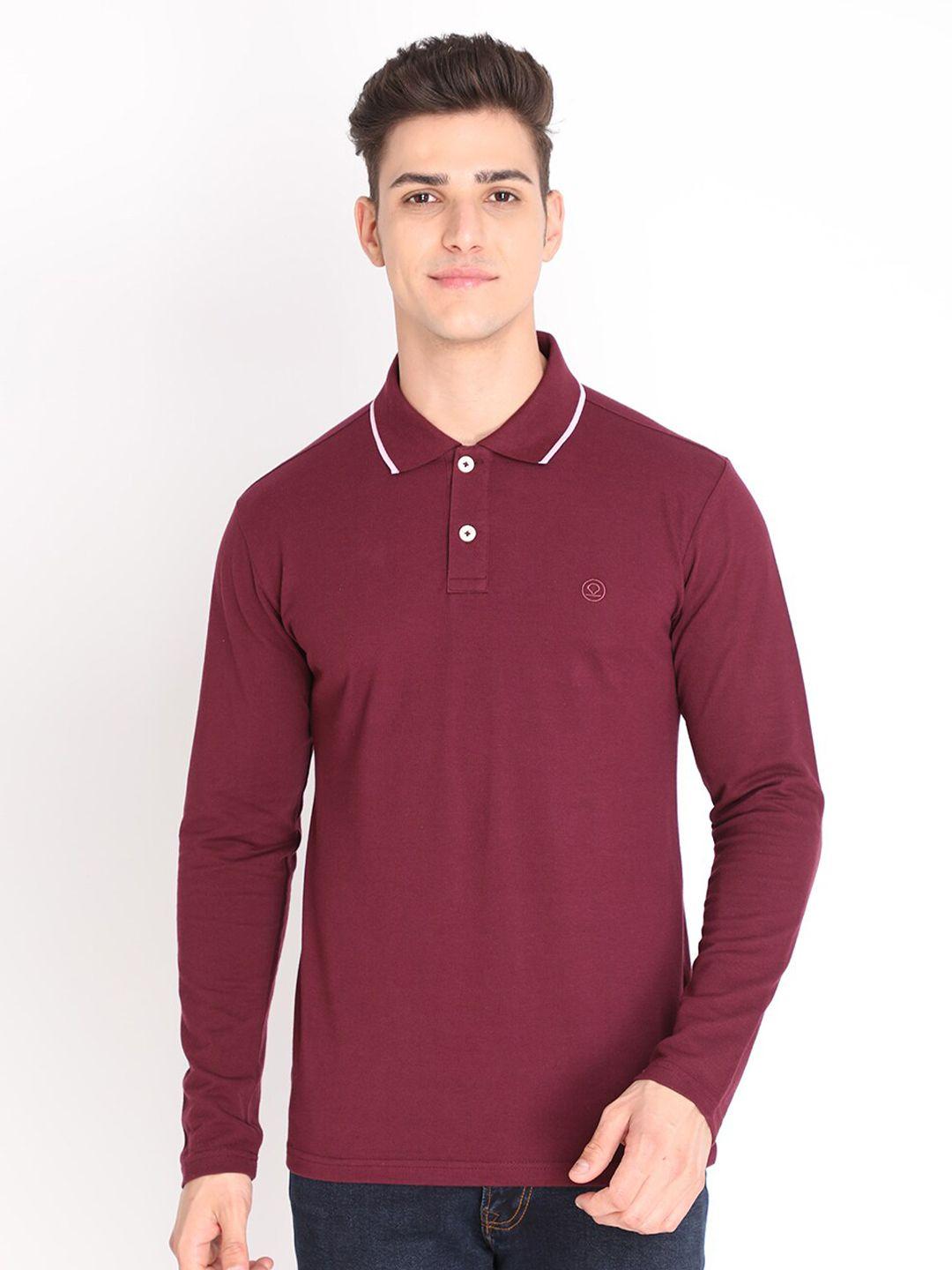 chkokko men maroon solid polo collar cotton regular fit outdoor t-shirt