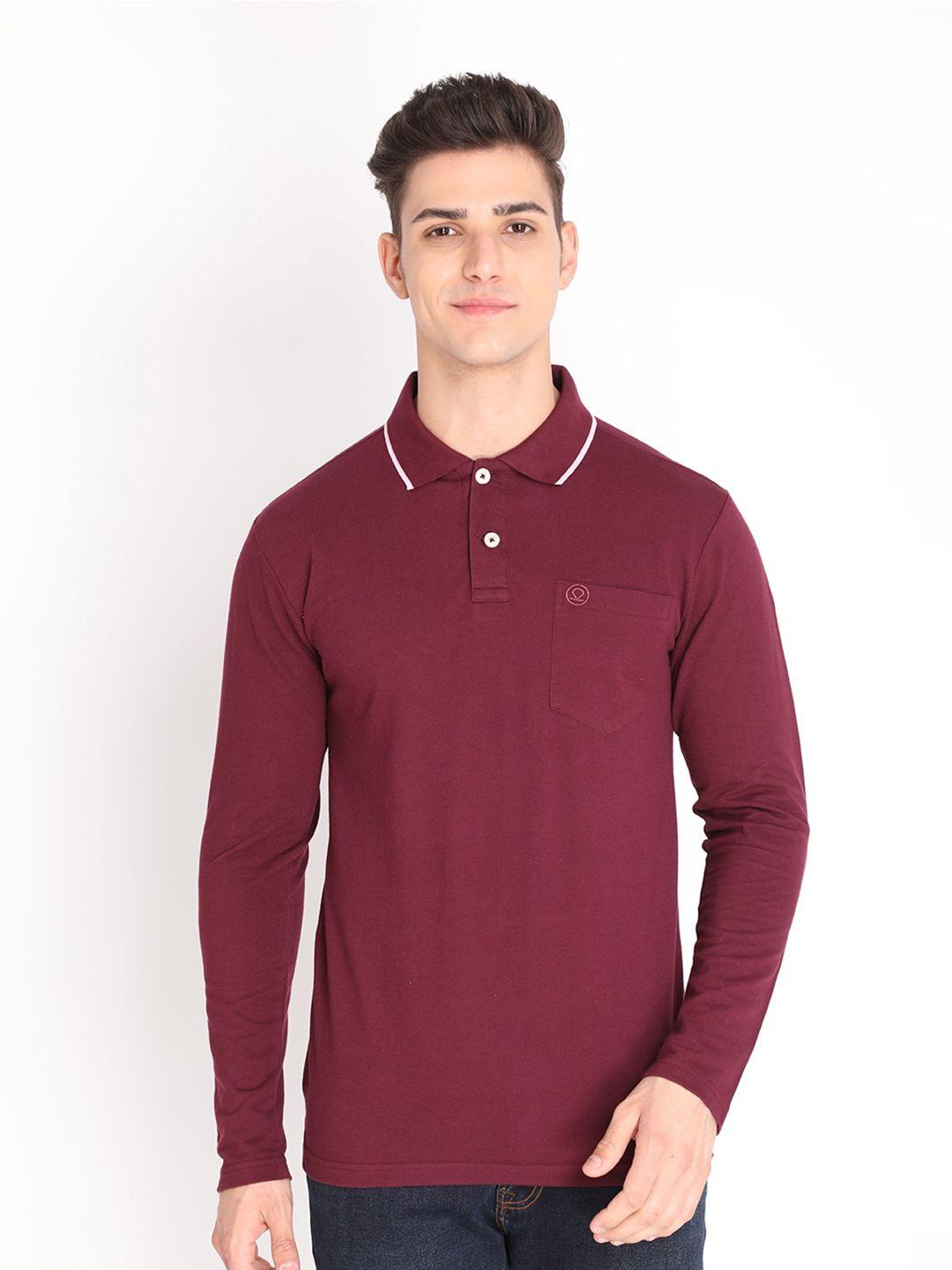 chkokko men maroon solid polo collar regular fit cotton outdoor t-shirt