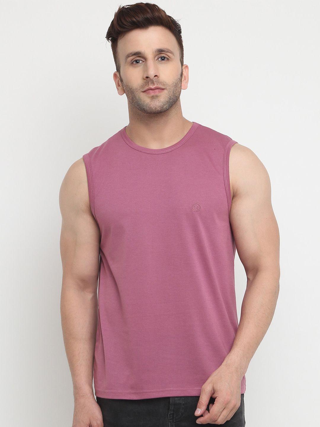 chkokko men pink solid cotton t-shirt