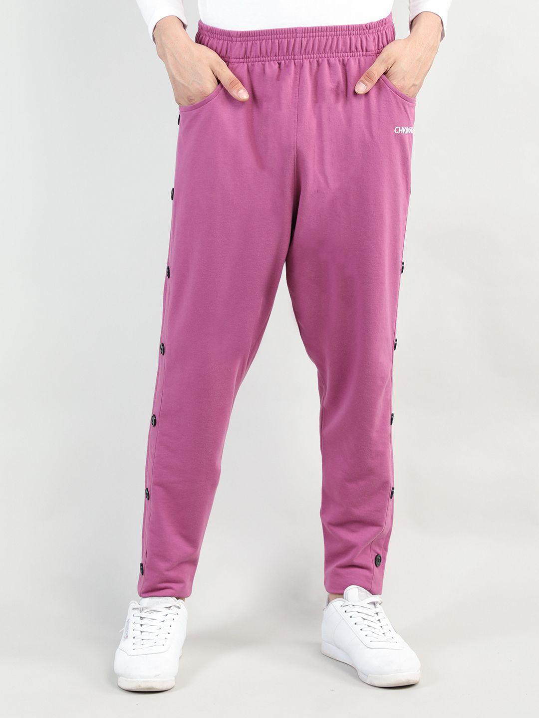 chkokko men purple solid gym workout track pants