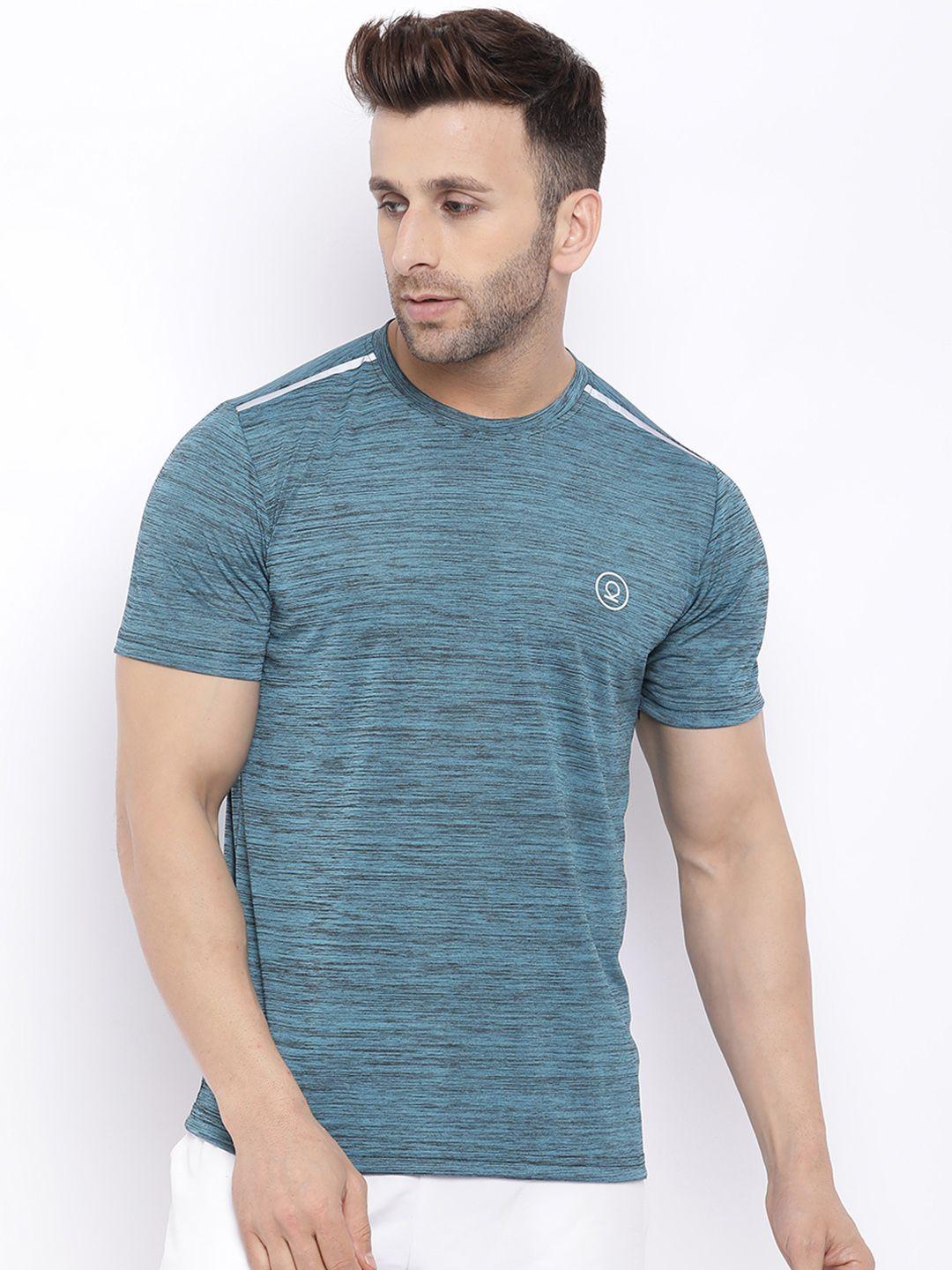 chkokko men sea green self design round neck t-shirt