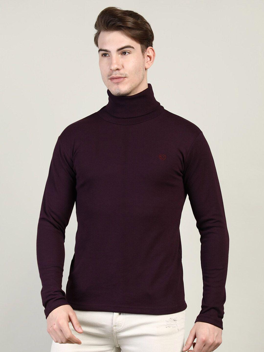 chkokko men violet turtle neck t-shirt