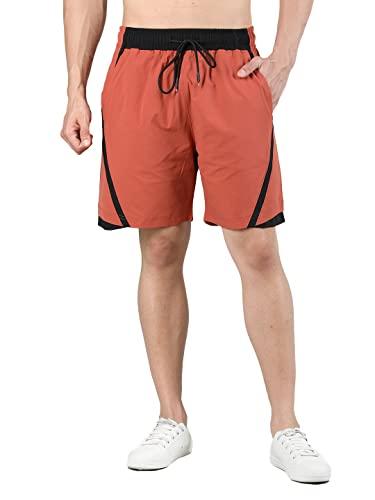 chkokko mens sports workout gym shorts basketball rust black m