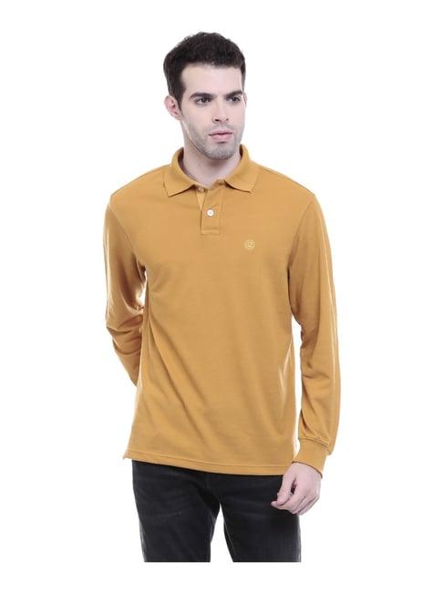 chkokko mustard regular fit polo t-shirt