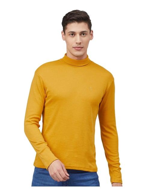 chkokko mustard regular fit t-shirt