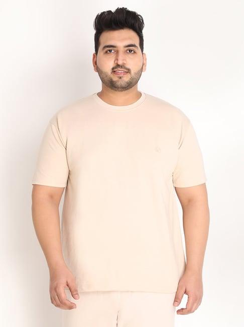 chkokko pastel beige cotton relaxed fit t-shirt