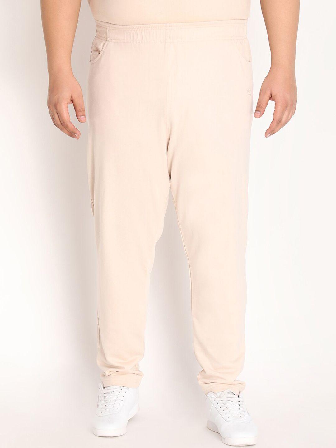 chkokko plus men beige solid relaxed fit track pant