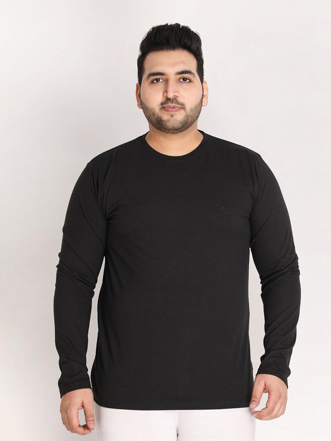 chkokko plus men black solid cotton t-shirt