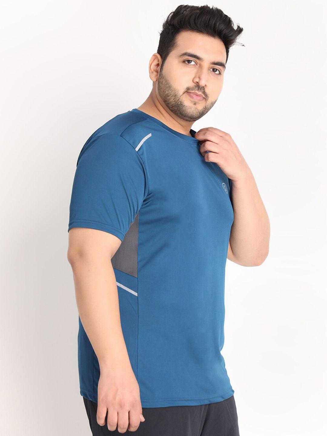 chkokko plus men blue solid dri-fit training or gym t-shirt