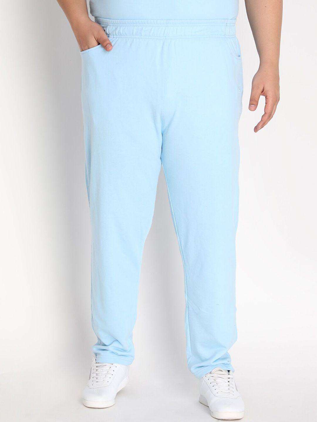 chkokko plus men blue solid relaxed-fit track pant