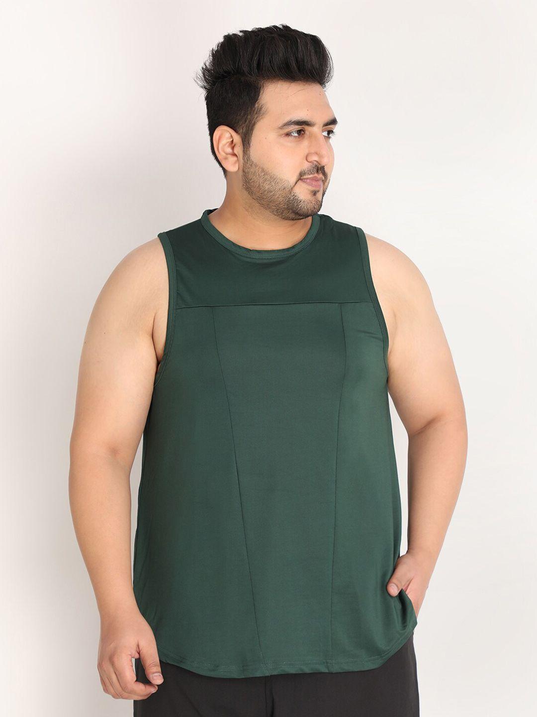 chkokko plus men bottle green solid sleeveless sports vest t-shirt
