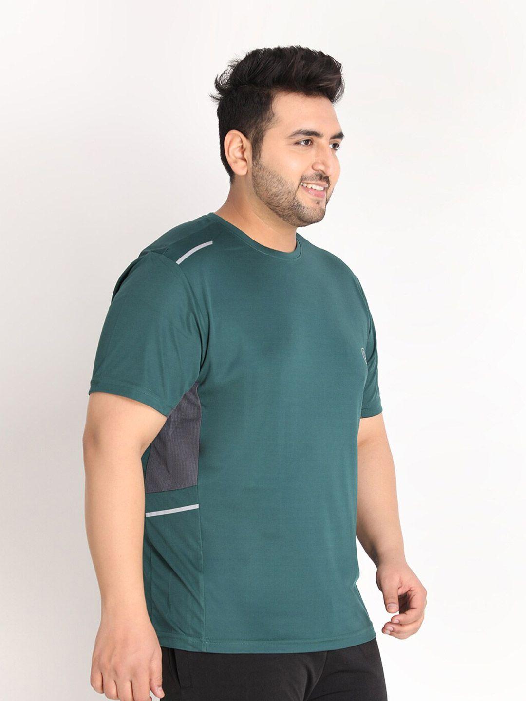 chkokko plus men green solid dri-fit training or gym t-shirt