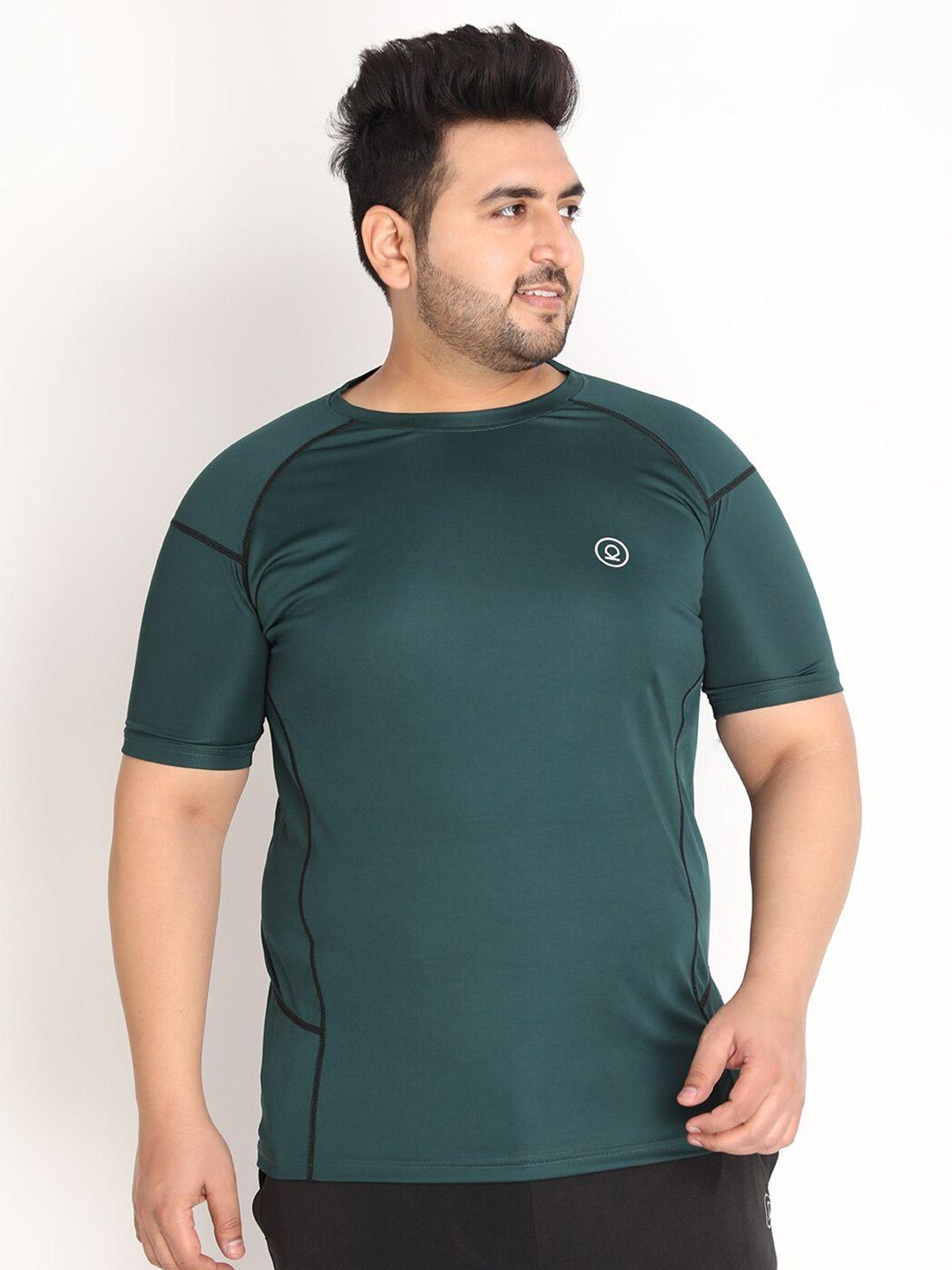 chkokko plus men green solid round neck t-shirt