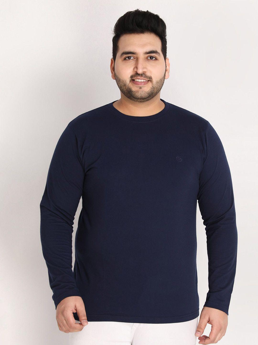 chkokko plus men navy blue solid t-shirt