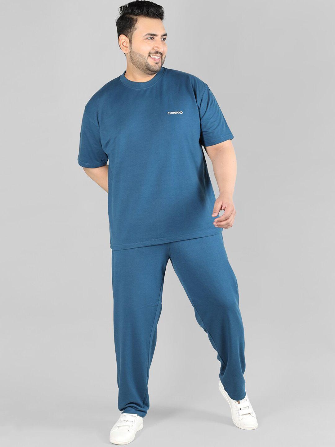 chkokko plus size round-neck t-shirt with track pants