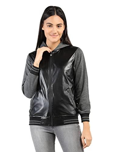 chkokko polyester women winter sports zipper hooded stylish standard length jacket blackanthra m, medium