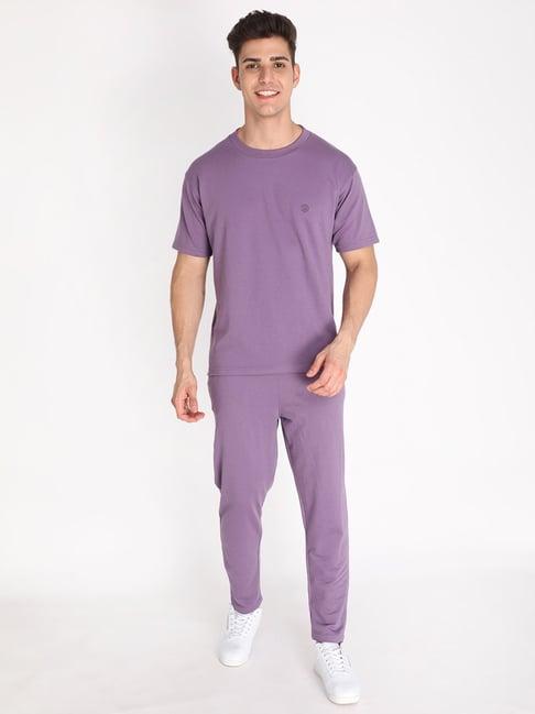 chkokko purple loose fit t-shirt & trackpants set