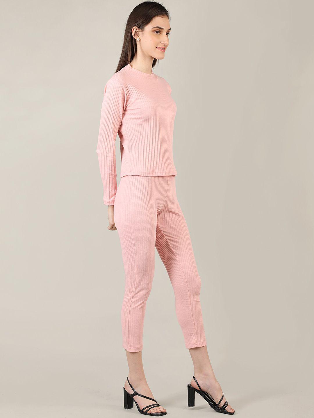 chkokko ribbed round neck long sleeve co-ord