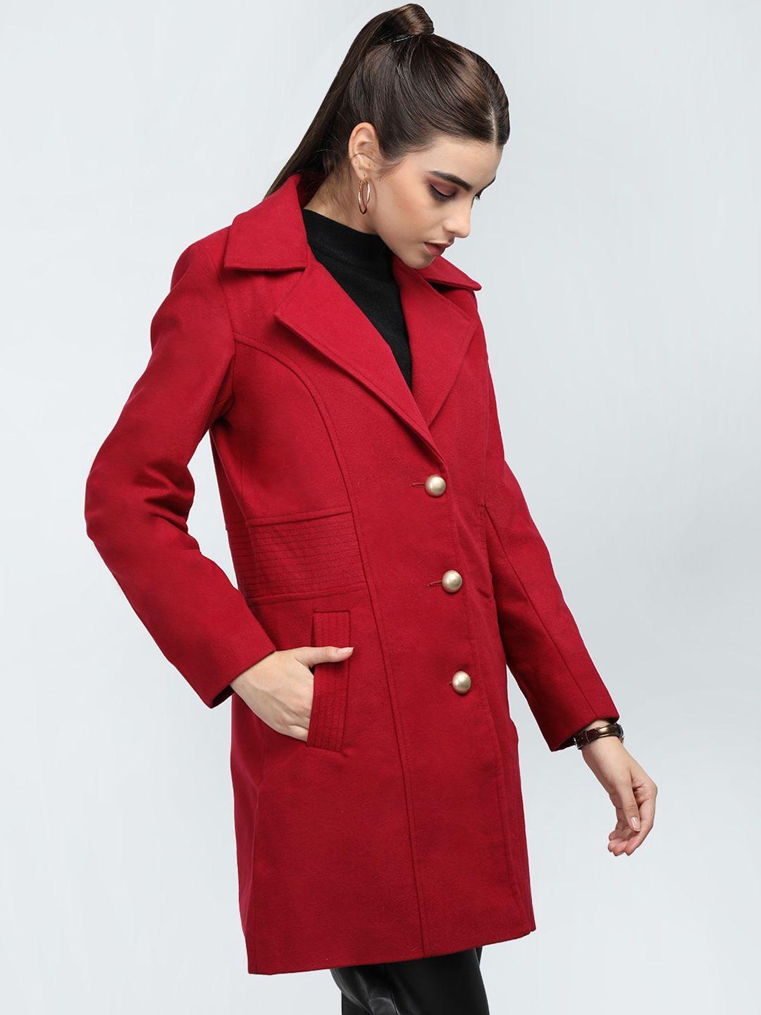 chkokko single breasted notched lapel collar overcoat