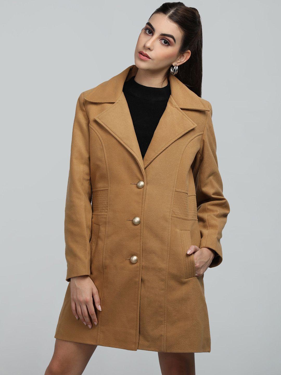 chkokko single breasted notched lapel collar woolen overcoat
