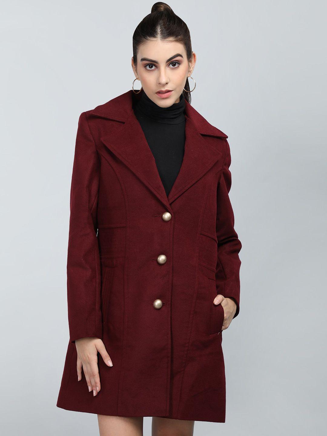 chkokko single breasted notched lapel collar woollen overcoat