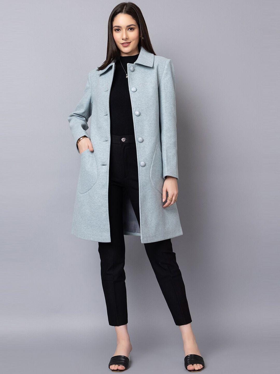 chkokko single-breasted spread collar woolen overcoat