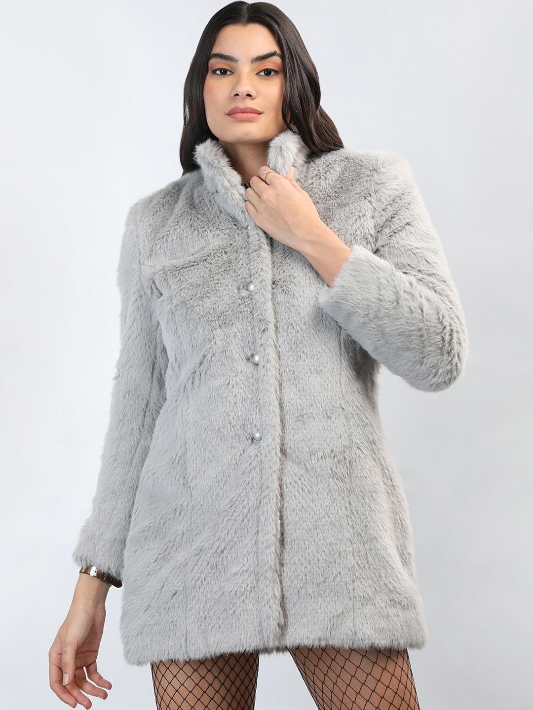 chkokko single-breasted stand collar wool overcoat