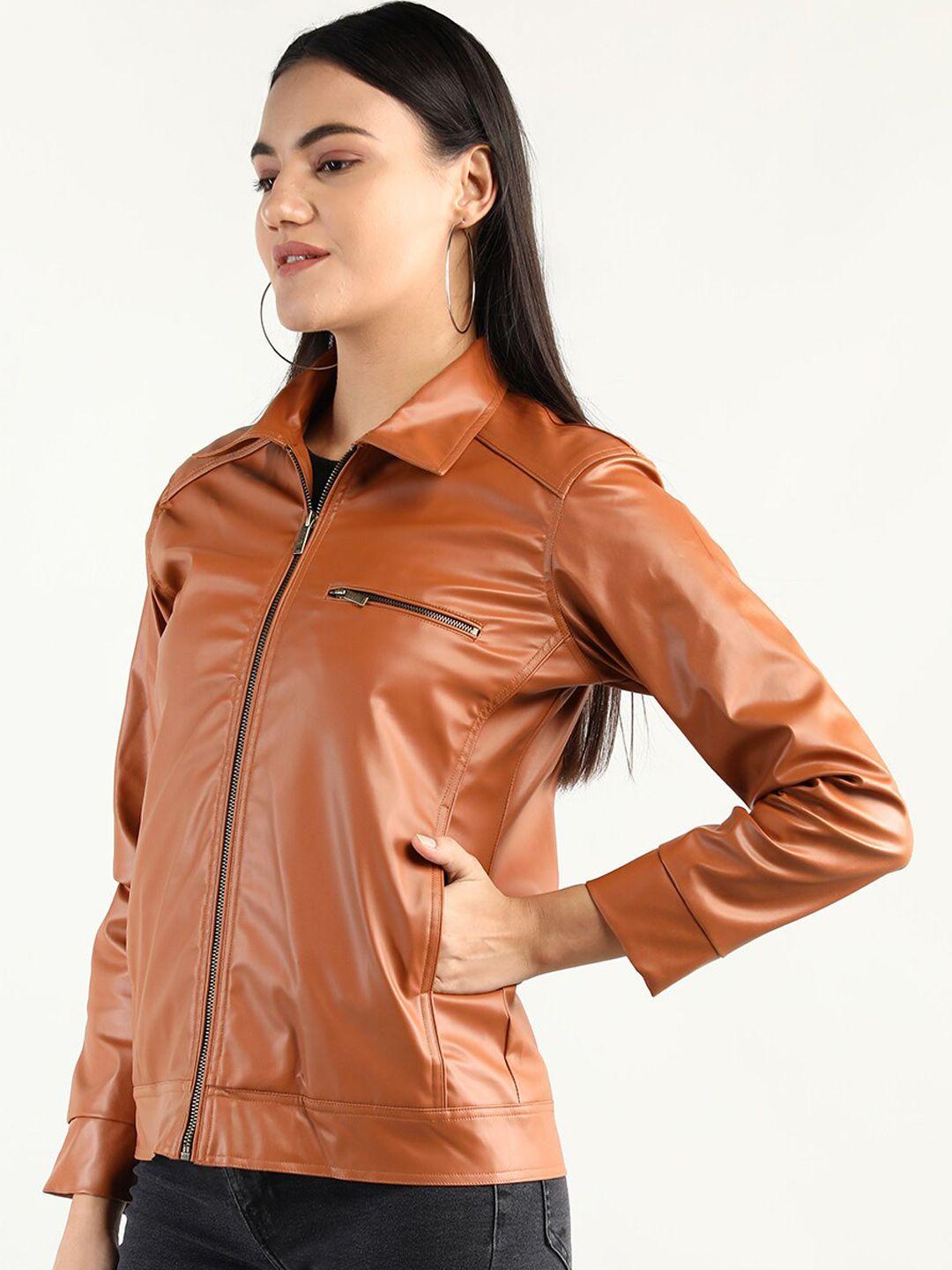 chkokko spread collar long sleeves biker jacket