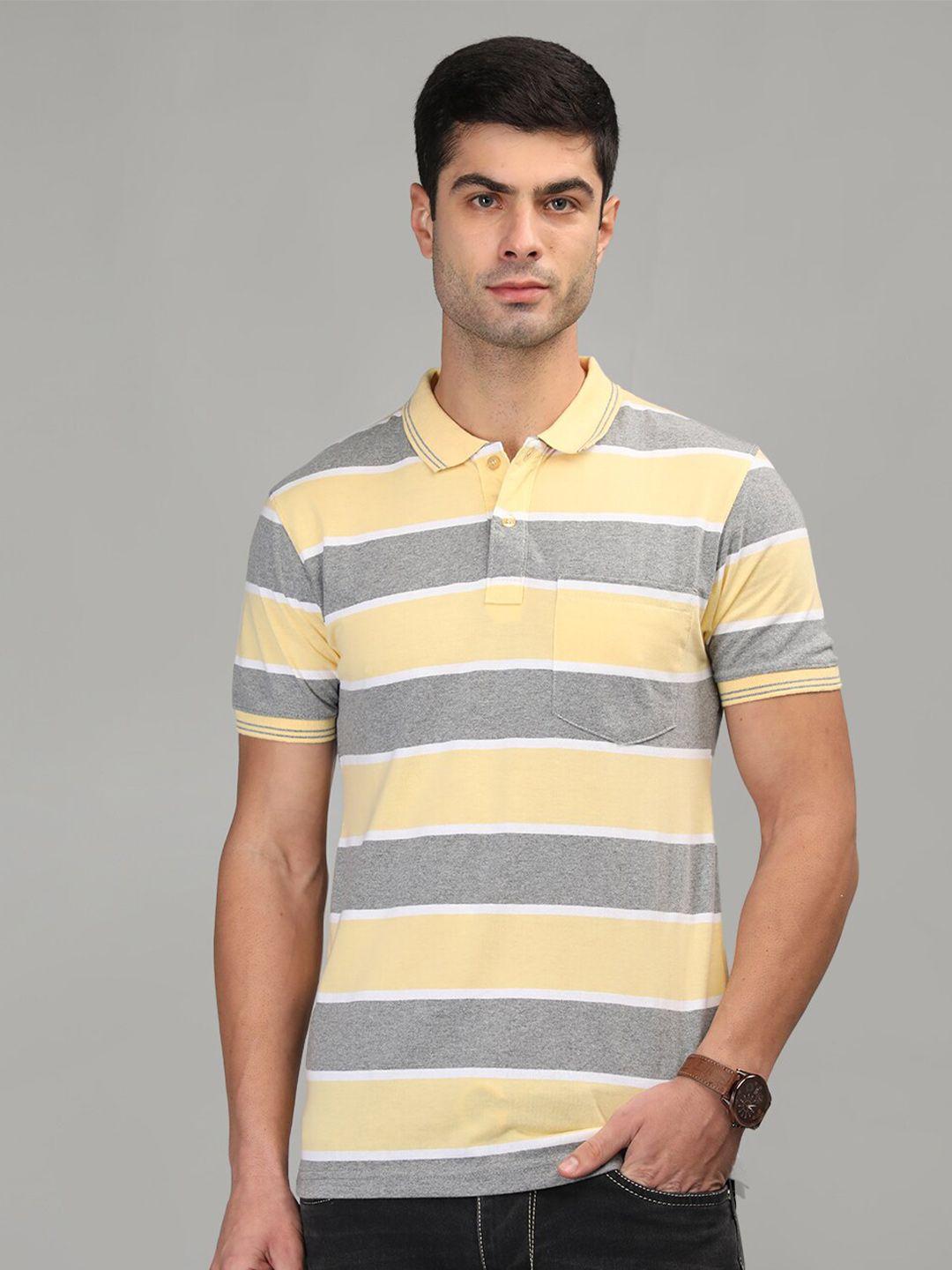 chkokko striped polo collar cotton t-shirt