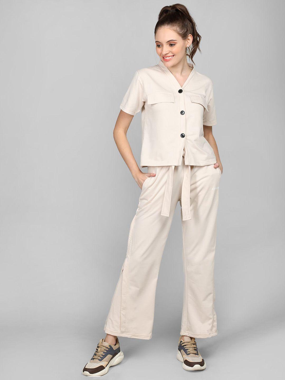 chkokko v-neck shirt with trousers co-ords