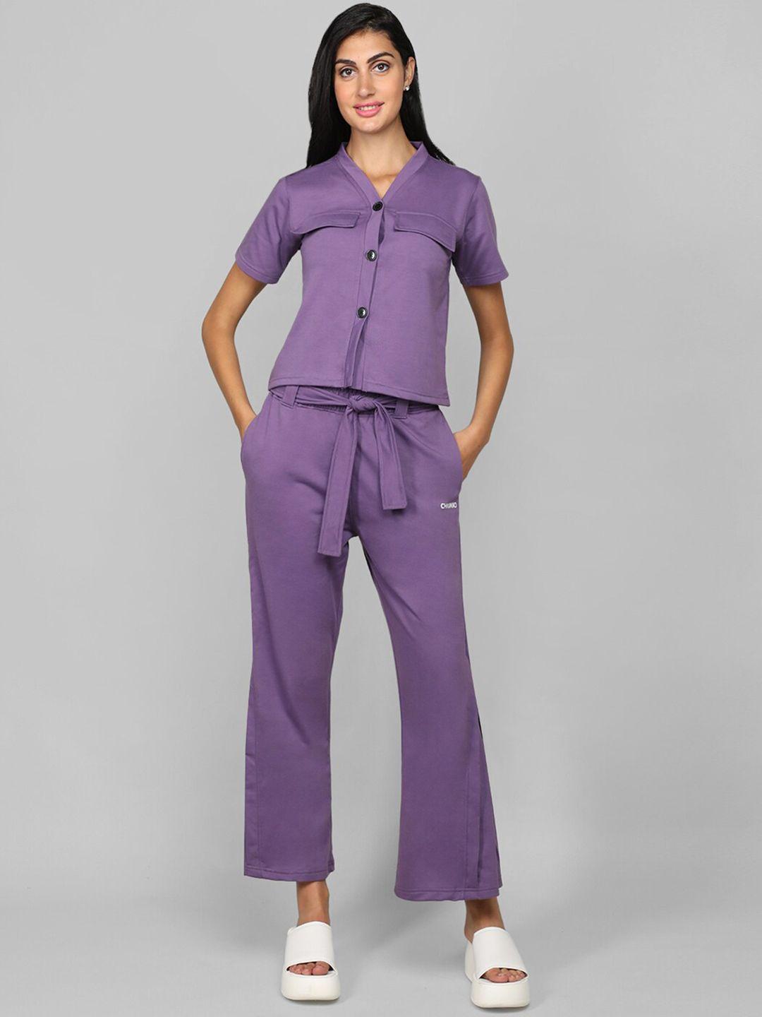 chkokko v-neck shirt with trousers