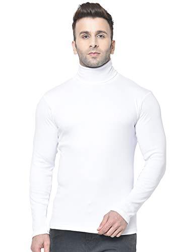 chkokko winter wear cotton plain full sleeve turtle neck regular fit t shirt for men white size xl