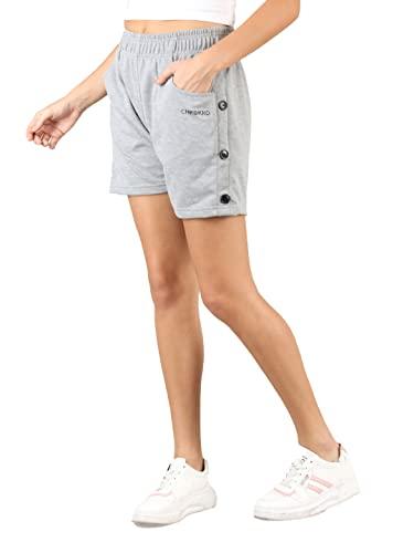 chkokko women's regular cotton regular fit plain shorts for women grey 3xl