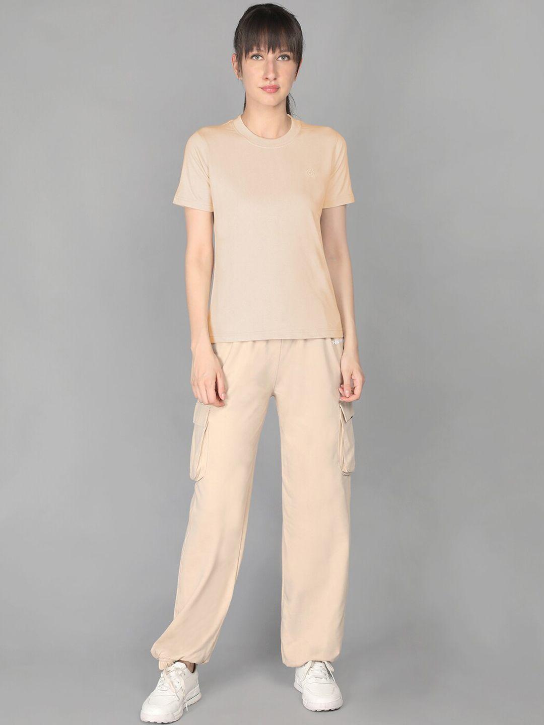 chkokko women beige solid co-ord set