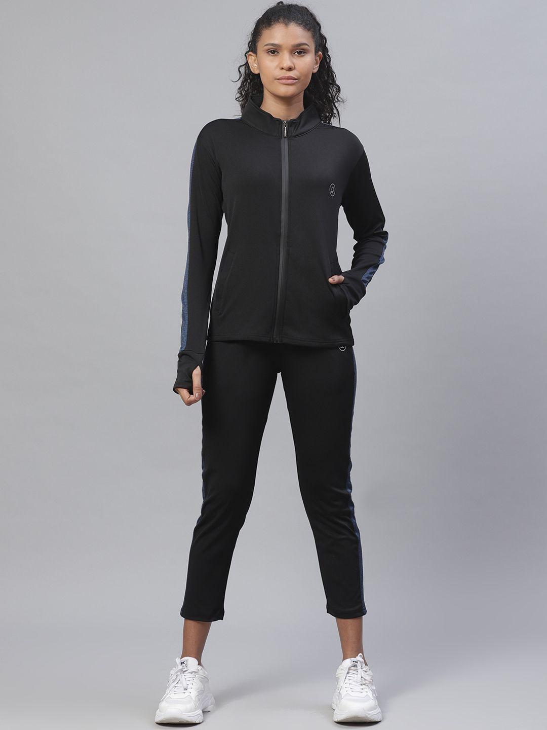 chkokko women black solid tracksuit