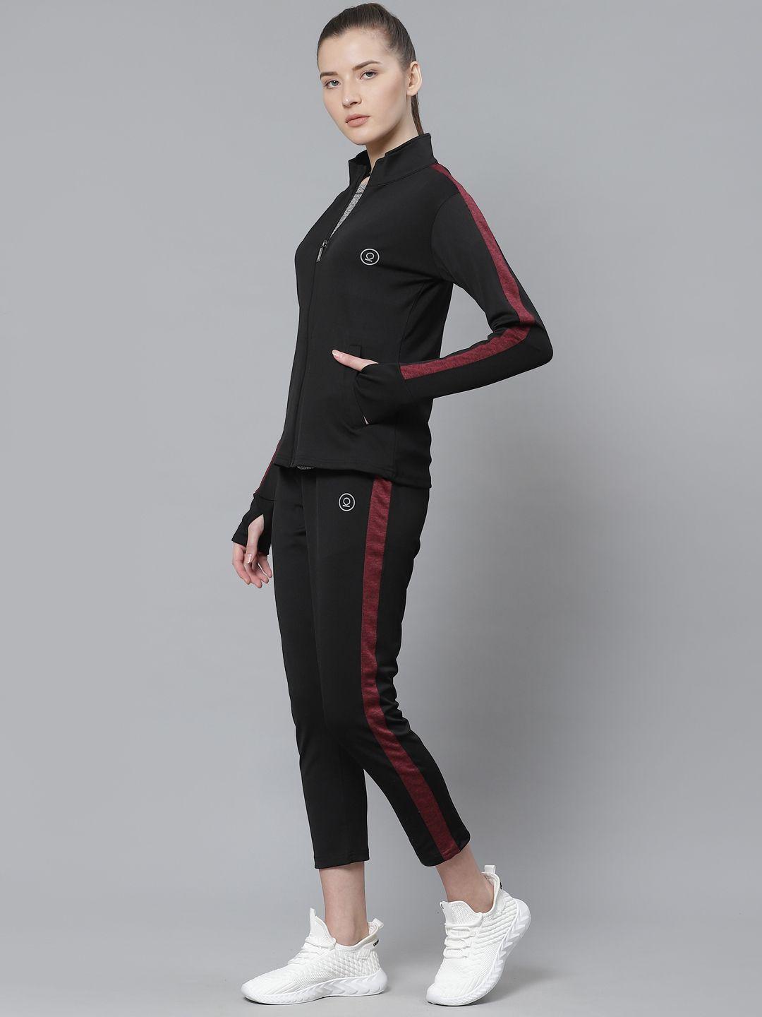 chkokko women black solid training tracksuit